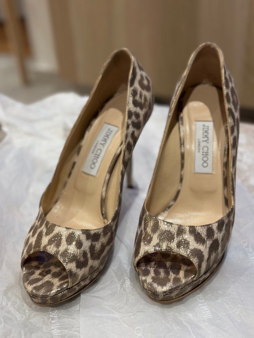 Jimmy Choo Leopard Gold heels