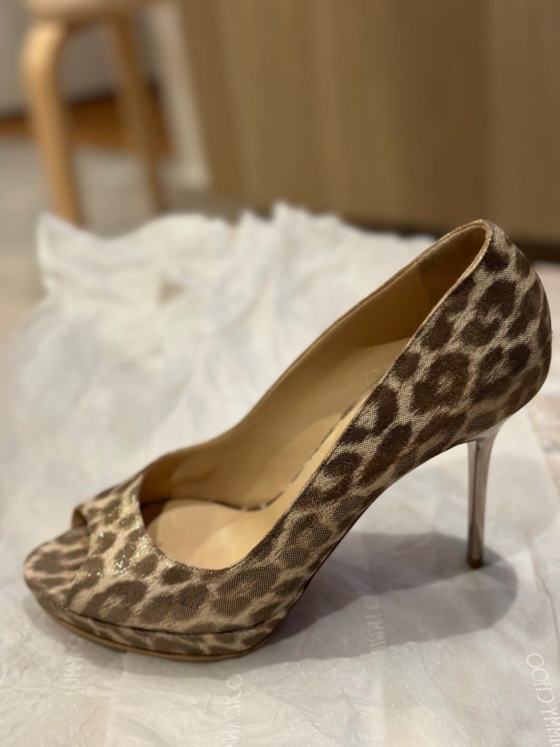 Jimmy Choo Leopard Gold heels Women s Fashion Footwear Heels on Carousell