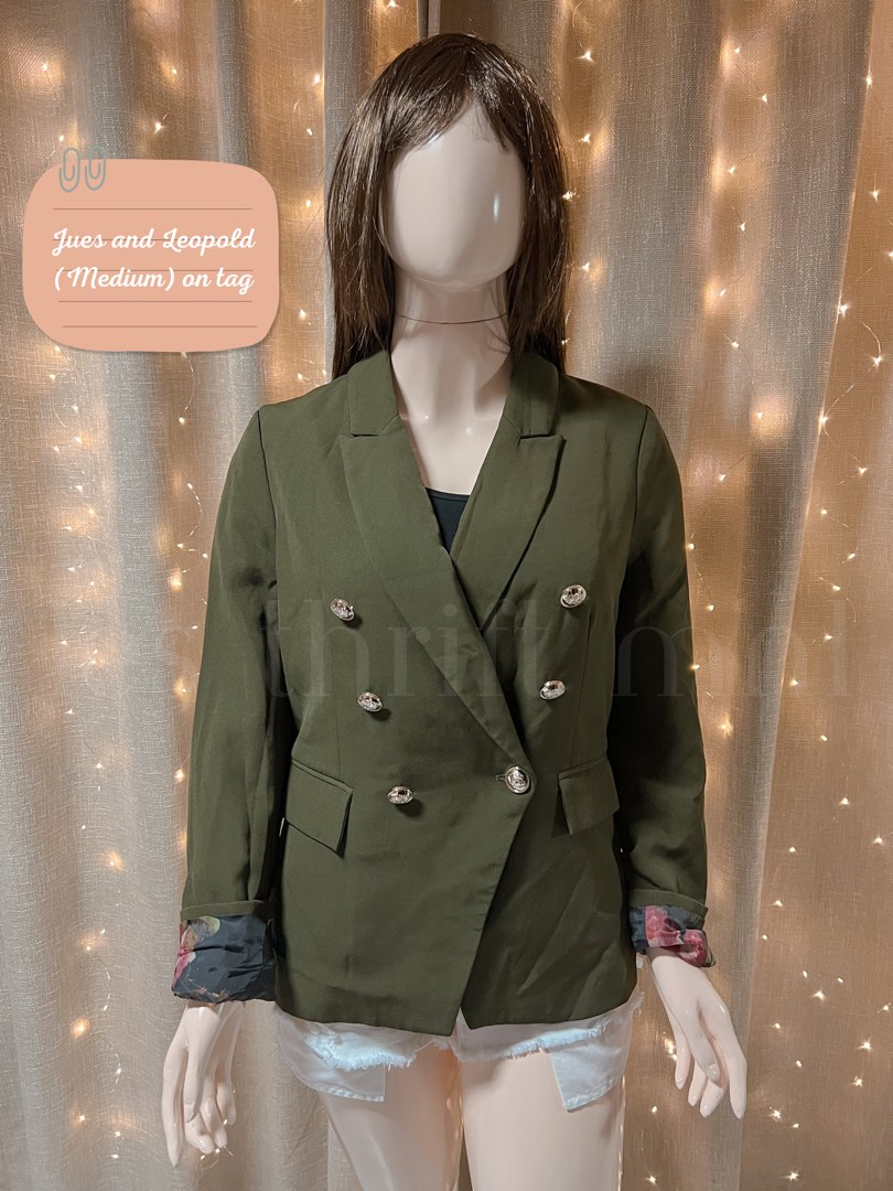 Jules and Leopold Green Blazer Rose Pattern Inner Lining (Preloved) on ...
