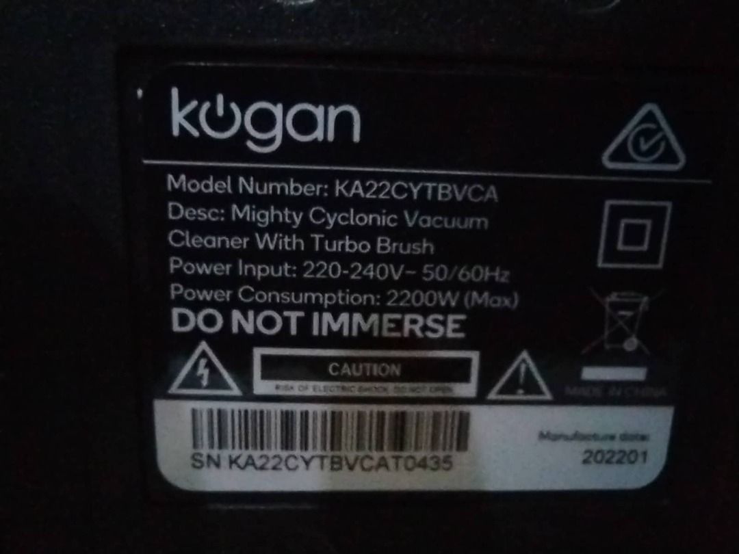 KOGAN Mighty Cyclonic Vacuum Cleaner With Turbo Brush on Carousell