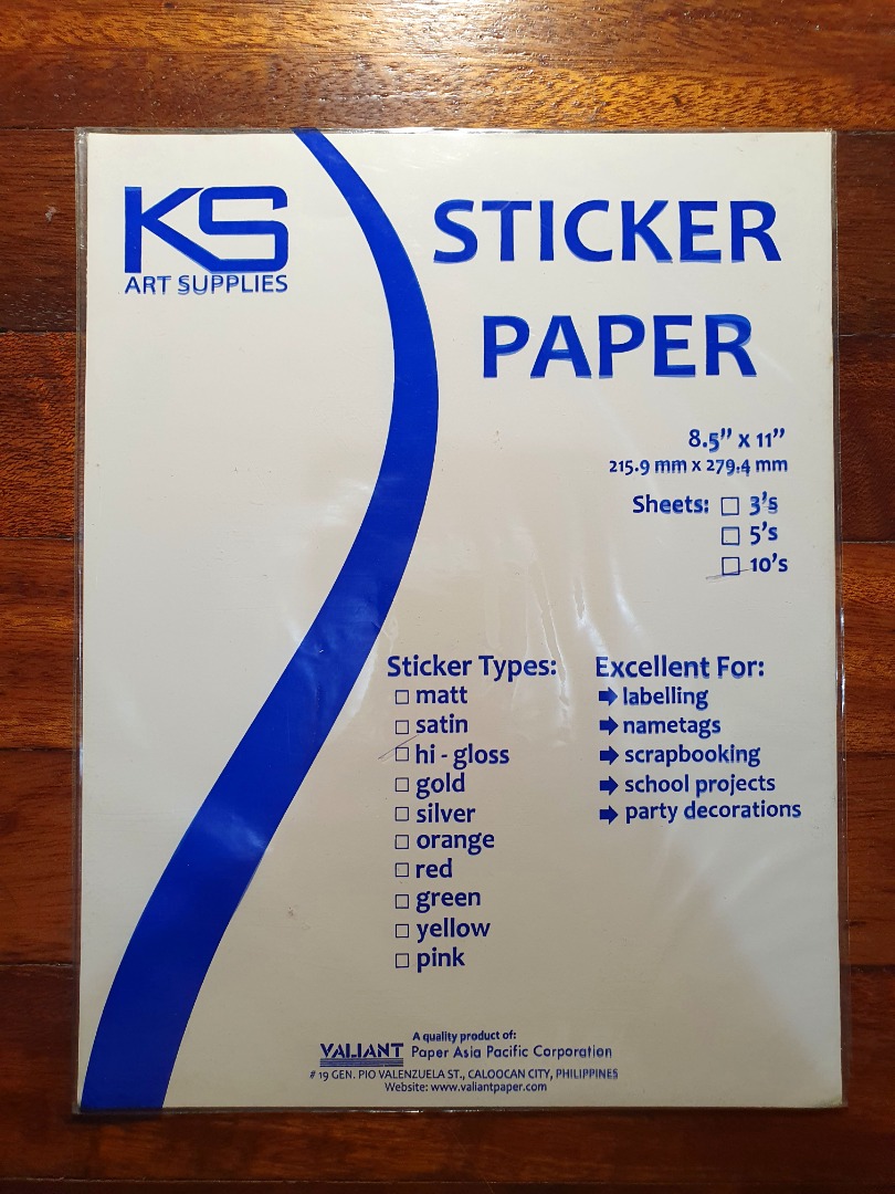 [KS Art Supplies] HiGlossy Sticker Paper (Letter Sized) on Carousell