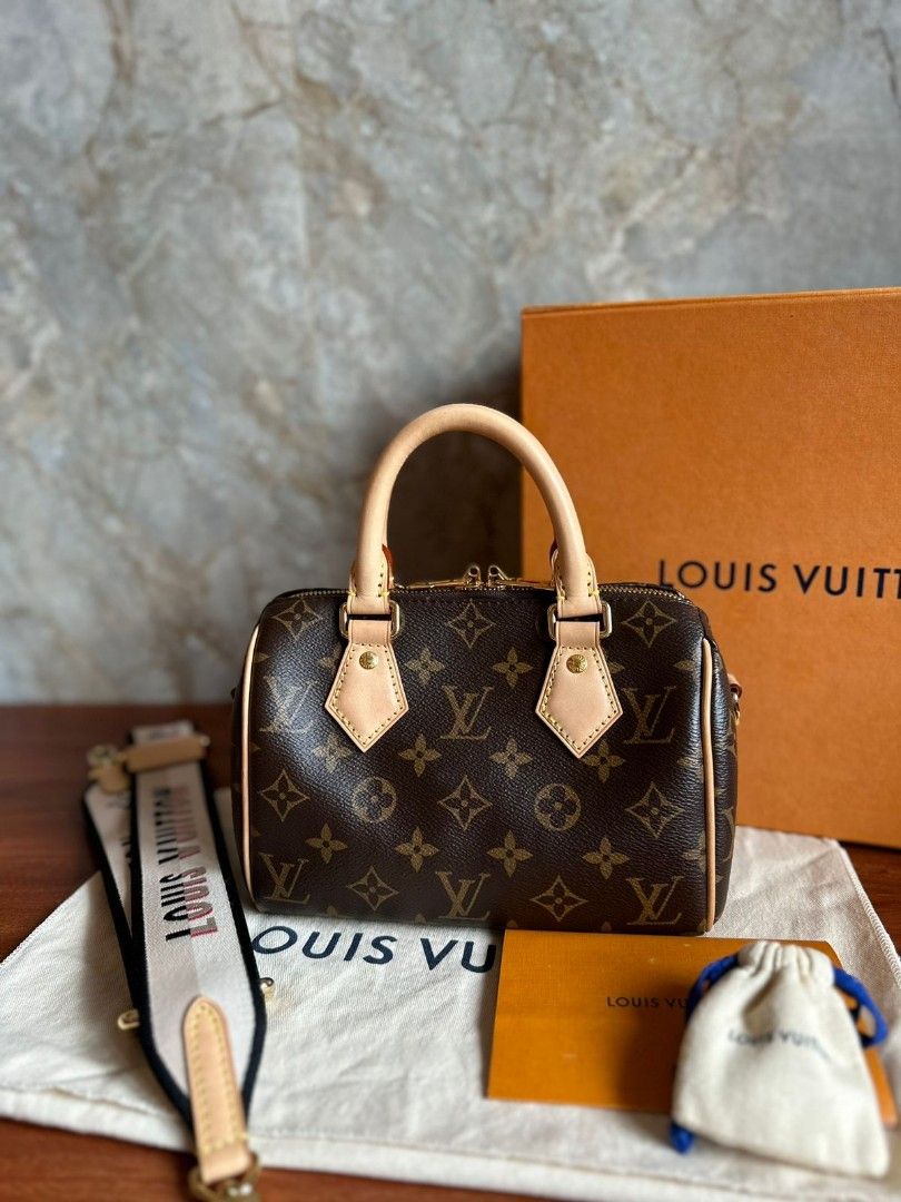 New Louis Vuitton speedy bandou 20 monogram wide strap, Barang Mewah, Tas &  Dompet di Carousell