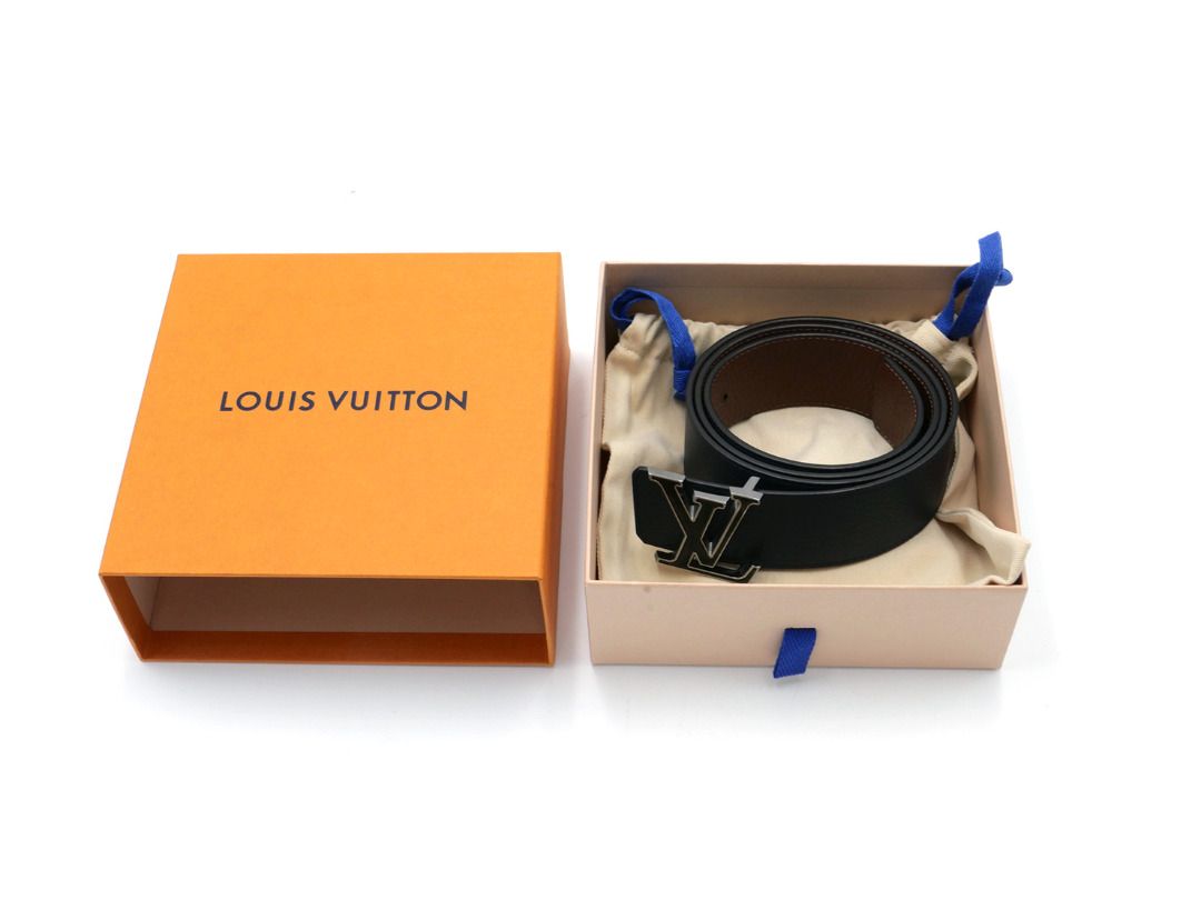 Initiales leather belt Louis Vuitton Grey size 95 cm in Leather