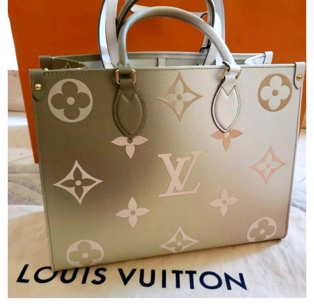 Louis Vuitton Onthego MM Cream/Saffron in Embossed Grained Cowhide Leather  with Gold-tone - US