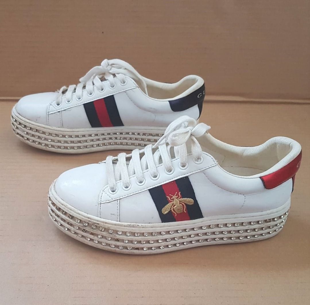 Luxury Gucci Designer Fashion In Vogue Gucci Sneakers White Leather Shoes EU 37 Made in ITALY Iconic Style Heritage Yuppie Lifestyle