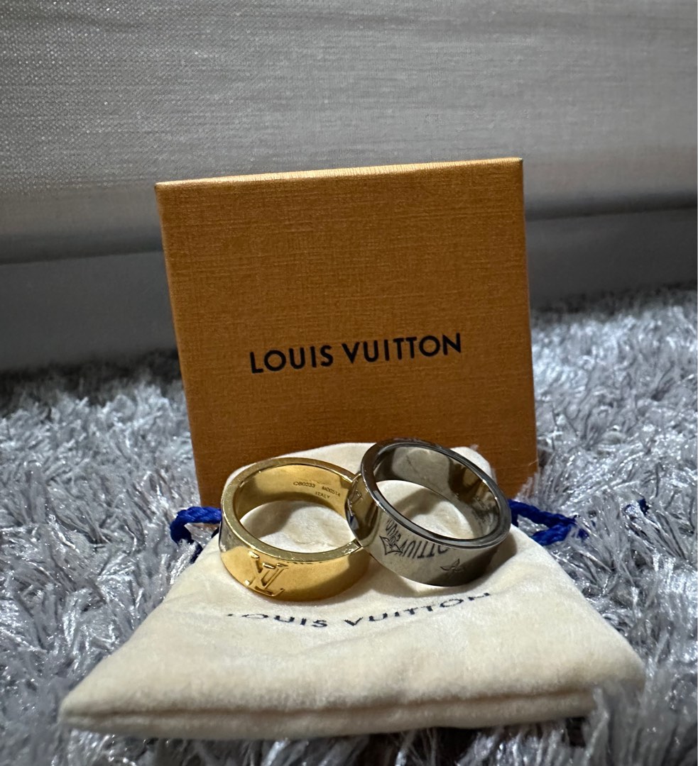 Set Of 2 LOUIS VUITTON Ring Berg LV Instinct Ms Gold Plated Medium