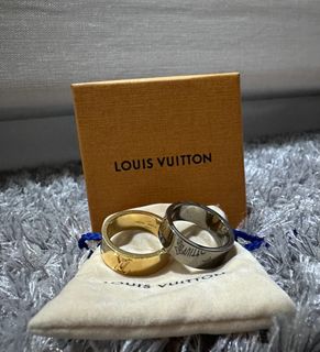 Louis Vuitton Monogram Silver Tone Band Ring Size L Louis Vuitton