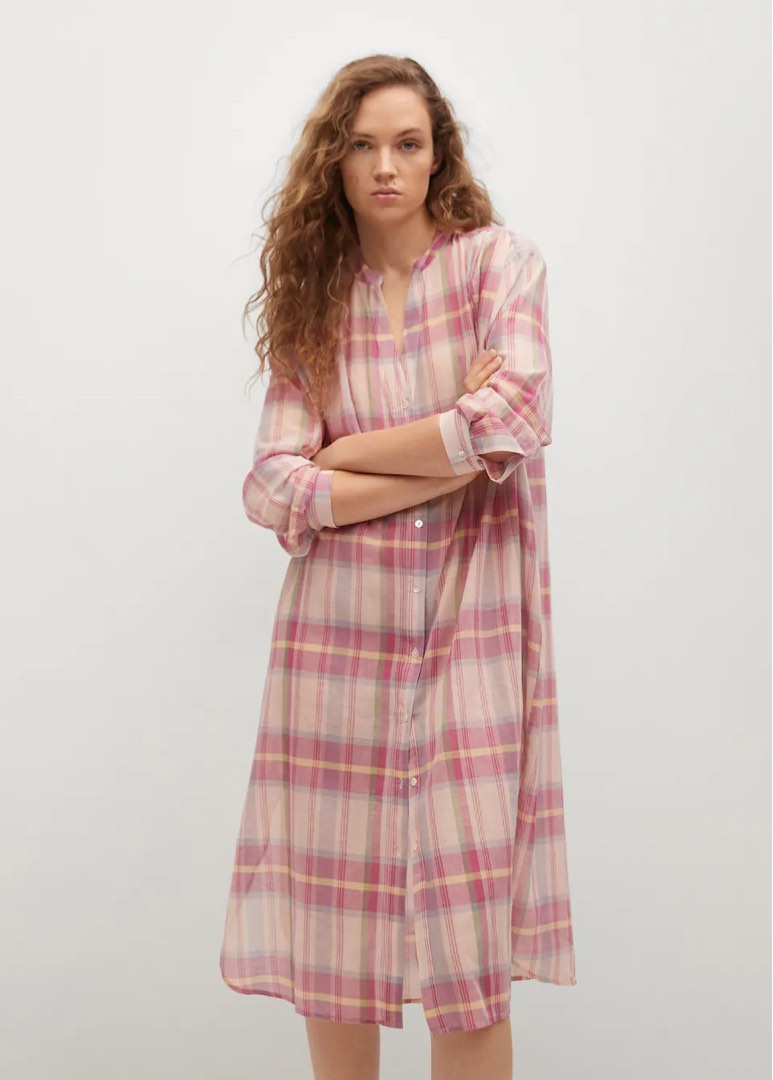 Mango pink top tartan dress