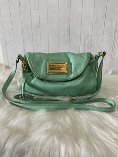 Marc Jacobs Mini Grind Mint Green Pebbled Leather Crossbody Tote Handbag