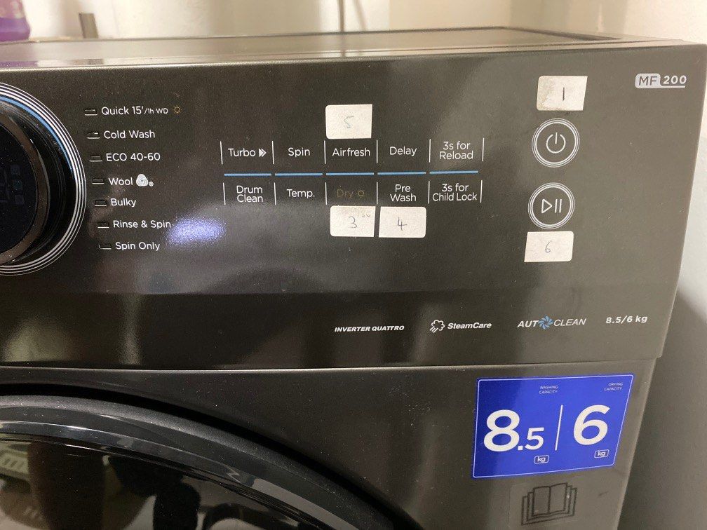 Midea washer dryer combo MF200D85B, TV & Home Appliances, Washing