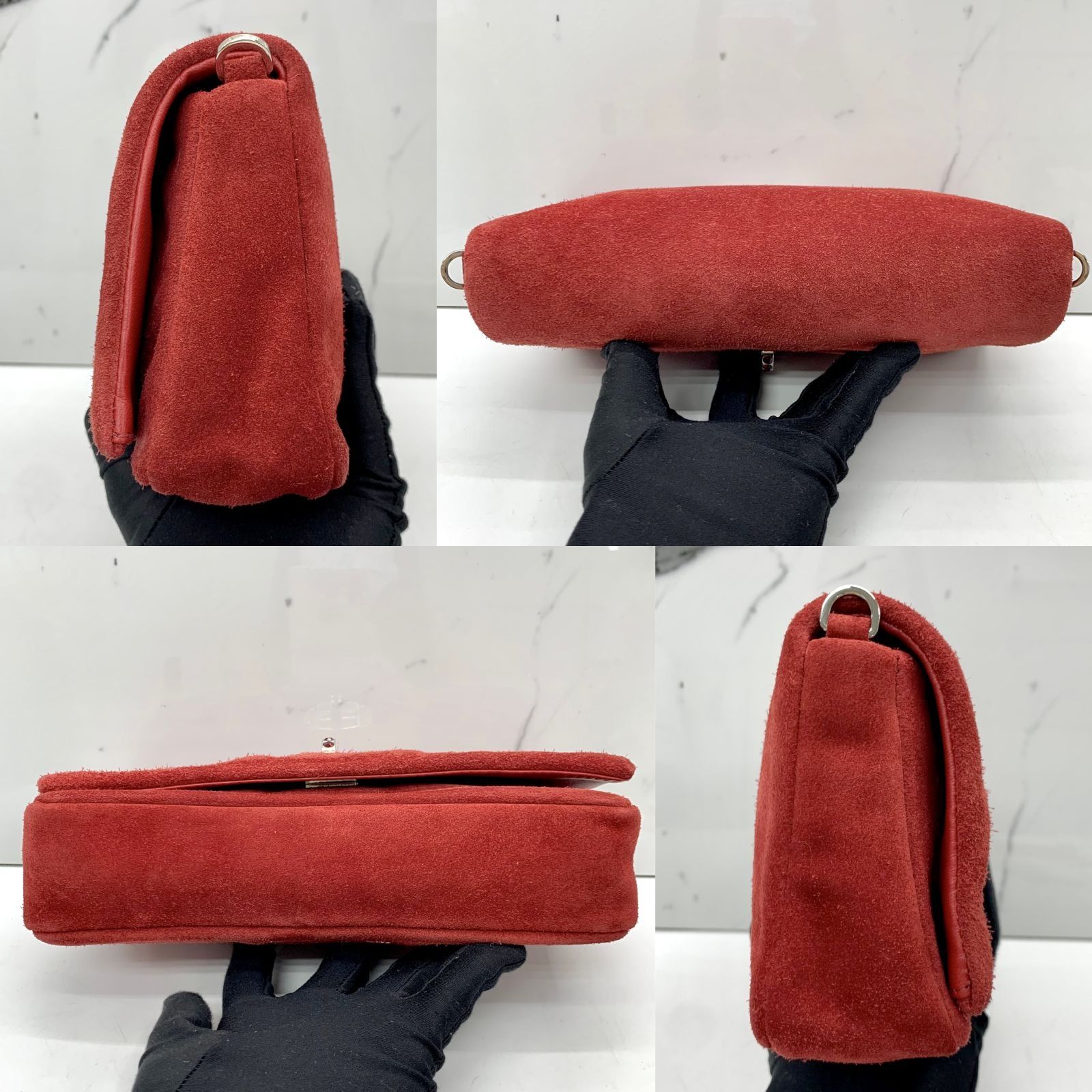 Red suede purse store