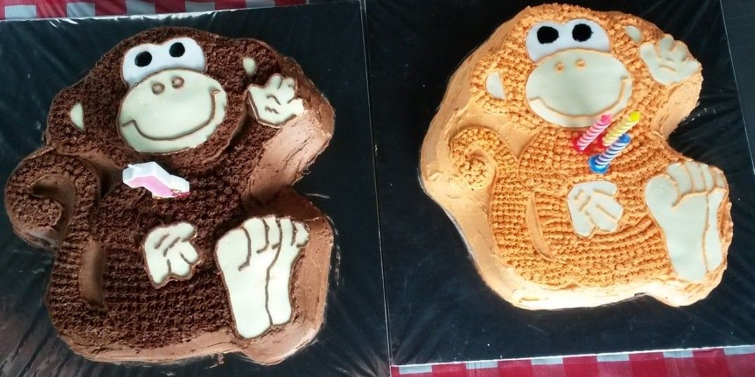 Monkey shape cake | Monkey birthday cakes, Animal cakes, Monkey cake