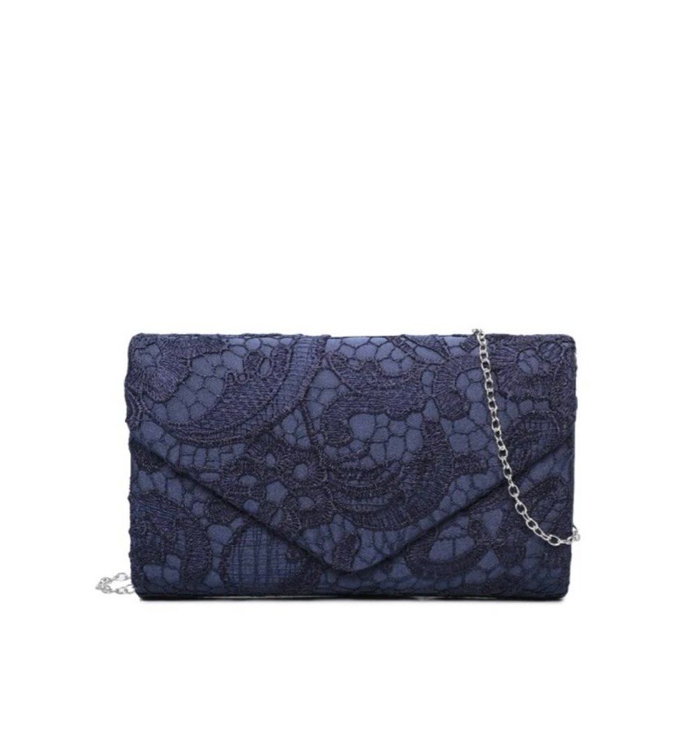 Navy lace hotsell clutch bag
