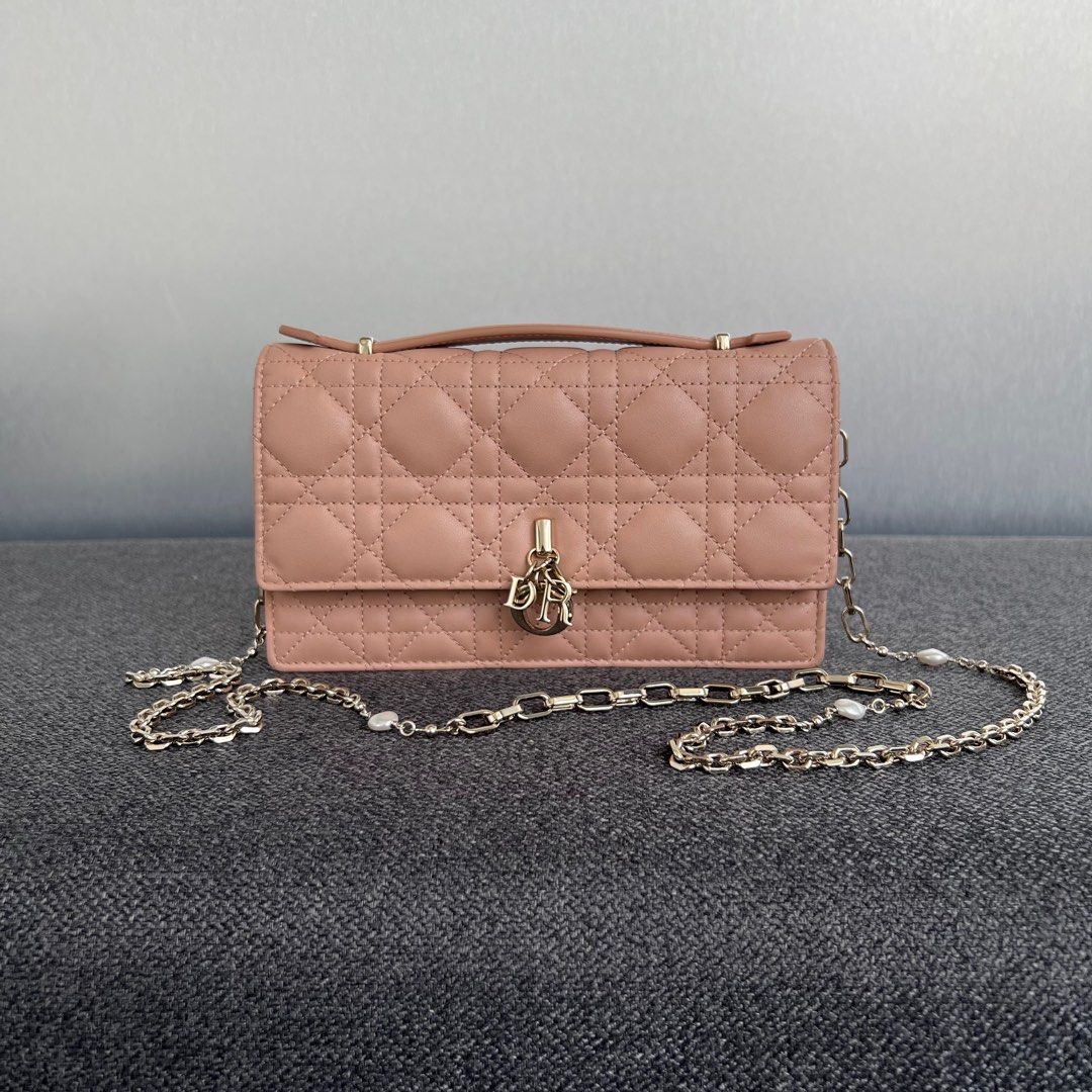 NEW Dior Miss Dior Pochette Lambskin Rose Des Vents Lghw
