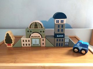 New Mini Museum Bank Wooden Building Blocks Set