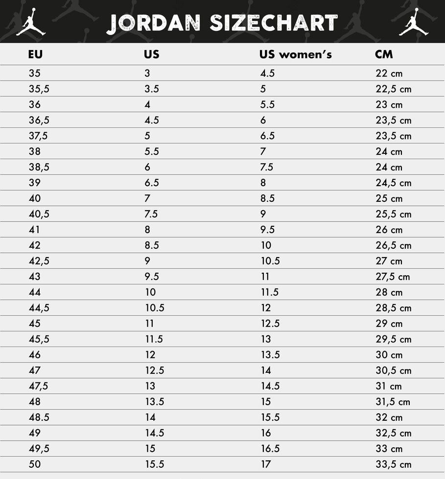 Gs size hot sale chart jordan