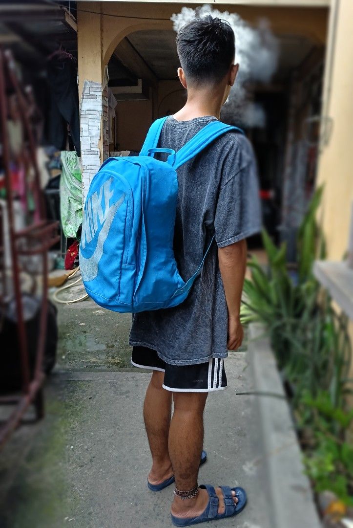 Nike blue large logo backpack shop