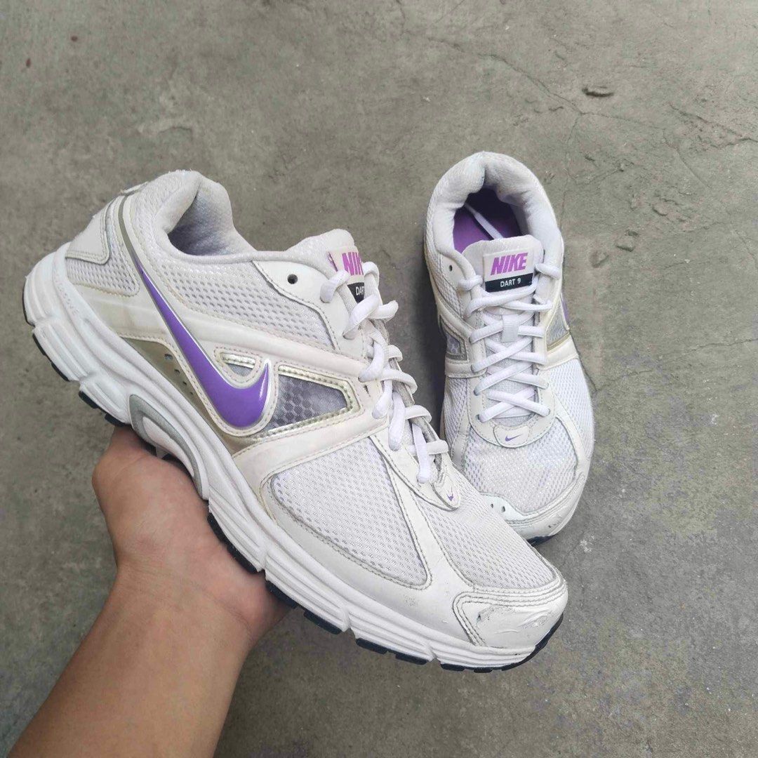 Nike Dart 9 Running Shoes 443863-101 Women's Size 7.5 White & Purple
