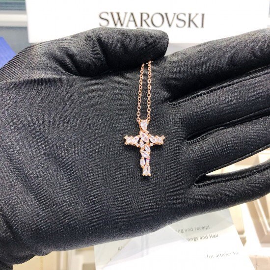 Swarovski rose gold cross necklace outlet