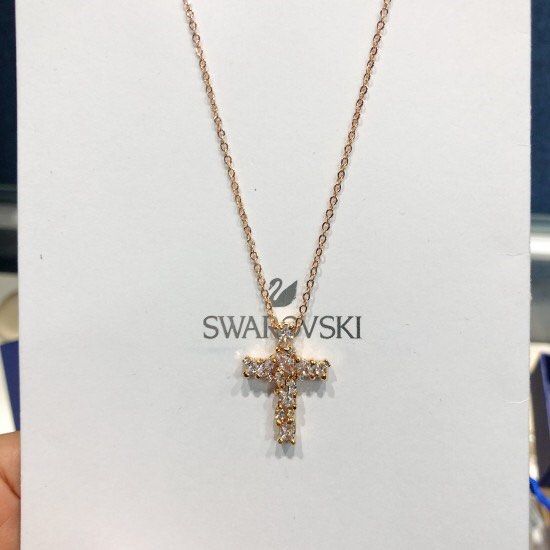 Swarovski cross necklace rose gold hot sale