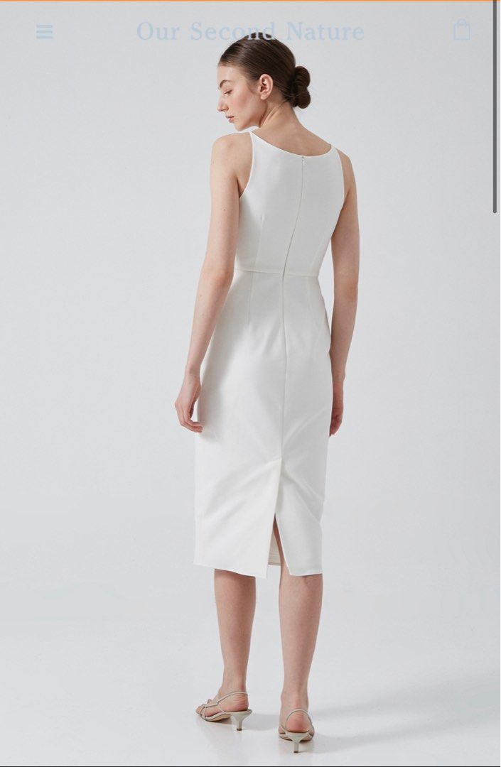 Our Second Nature white boat neck pencil dress size M Women s