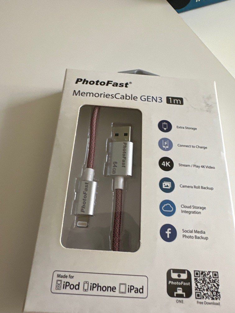 Photofast USB 3.1 lightning cable + 64GB memory, Mobile Phones