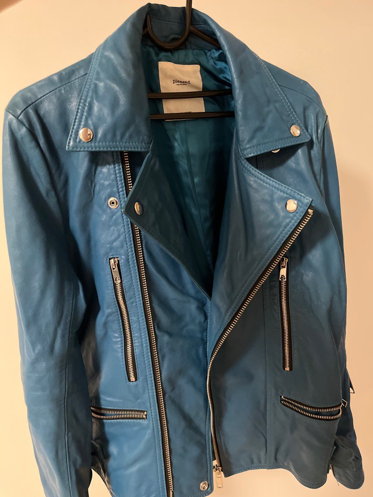 Electric blue sale leather jacket