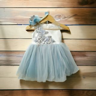 Poppuri Dress Pesta/Birthday Party with Crown headband and Beads Shoes