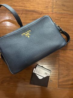 New Prada Vitello Phenix Peonia Leather Flap Crossbody Bag 1BD163