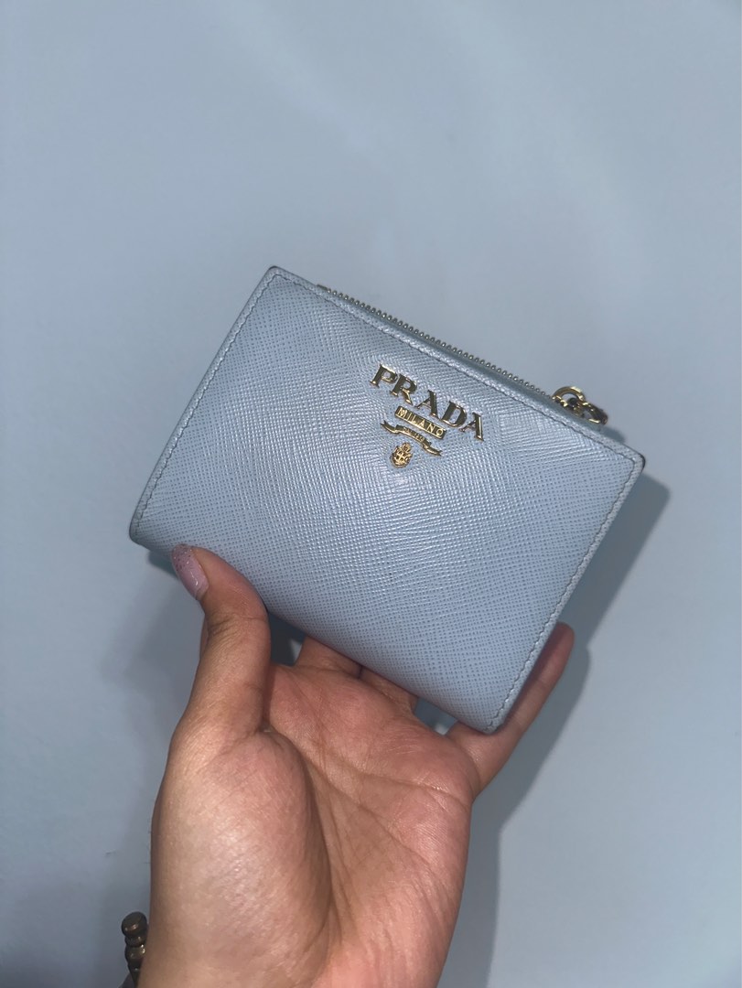 Pale Blue Small Saffiano Leather Wallet