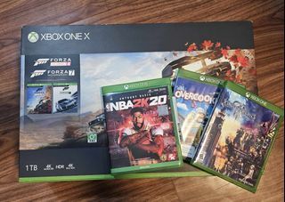 Preloved XBOX ONE X - 1 TB with box & complete set as purchased (GAMES INCLUDED)