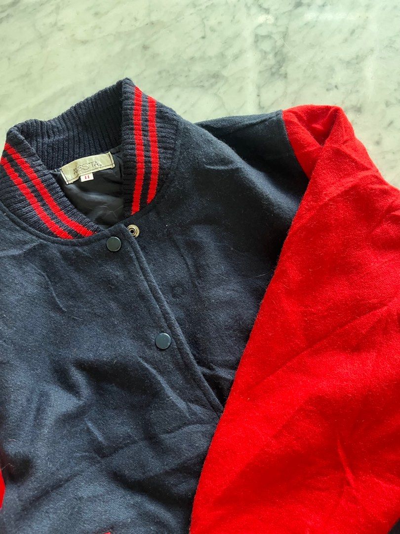 Red black varsity jacket on sale