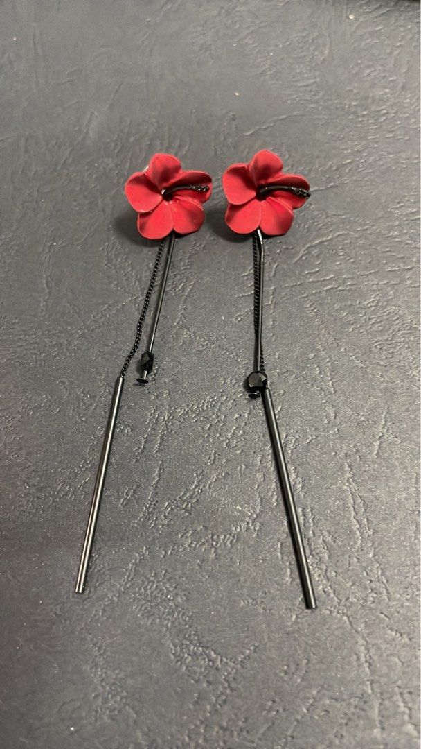 Red flower clearance earrings