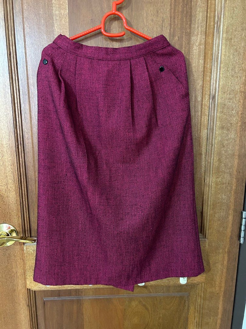 Ren 3 Button Tweed Midi Skirt