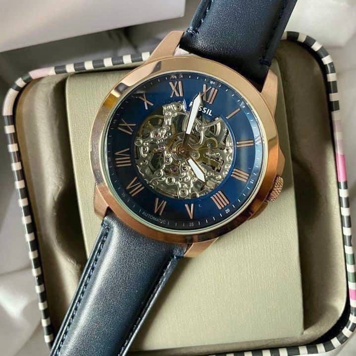 Grant automatic top blue leather watch