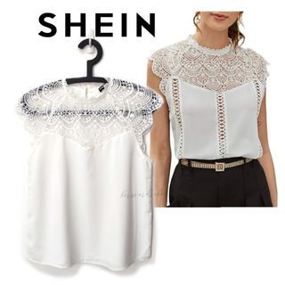 SHEIN white lacey top