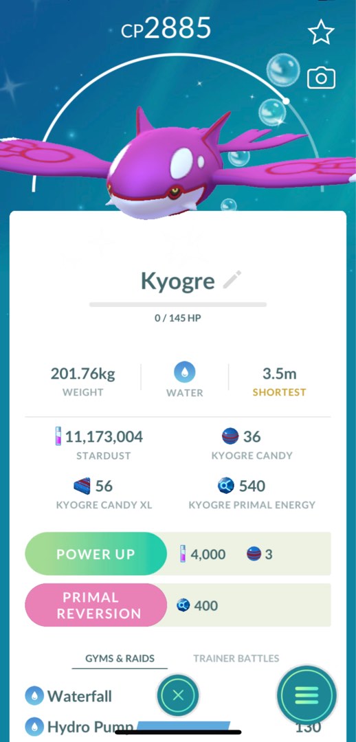 Shiny Kyogre Shadow + 100k Polvere Di Stelle E 20 Caramelle Per P0KEM0N G0 – IOS/Android