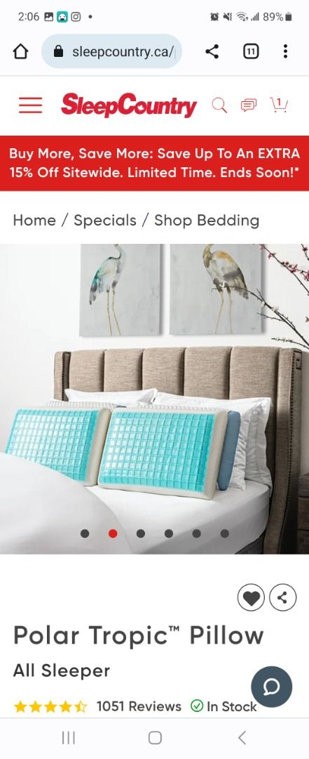 Sleep country polar tropic pillow sales
