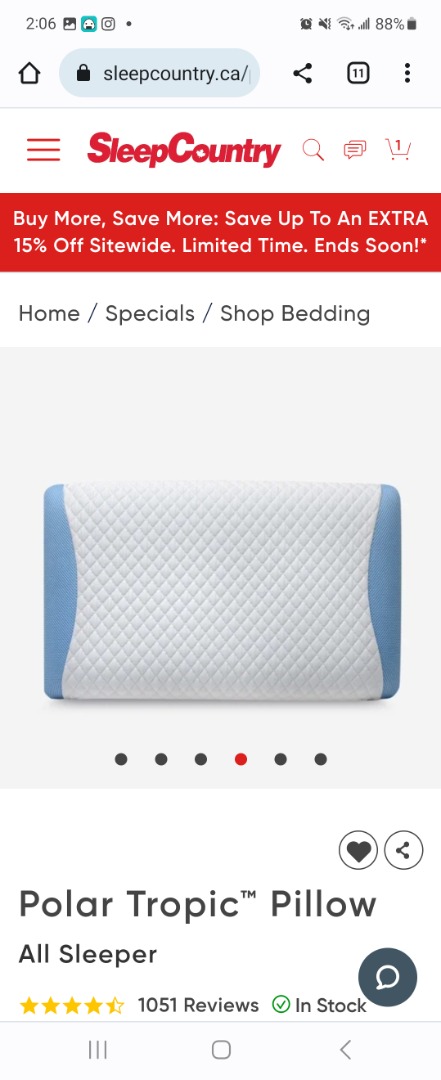 Sleep country polar shop tropic pillow reviews