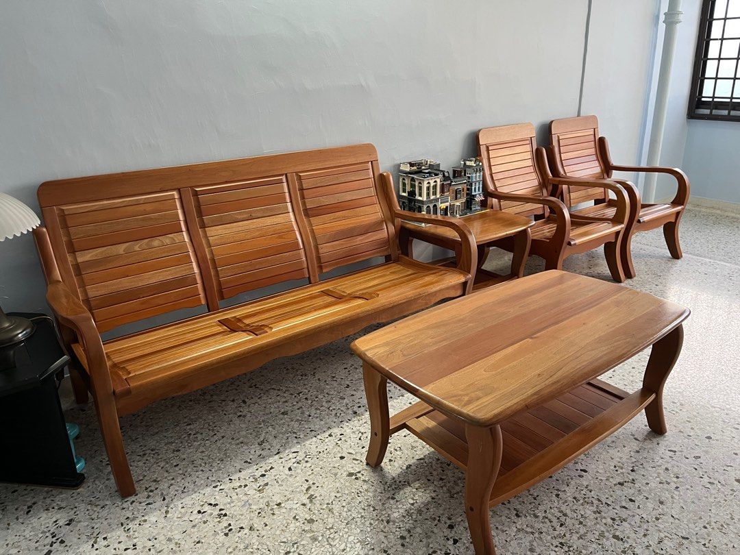 Solid nyatoh wood sofa set collection from end Sep 2023, Furniture