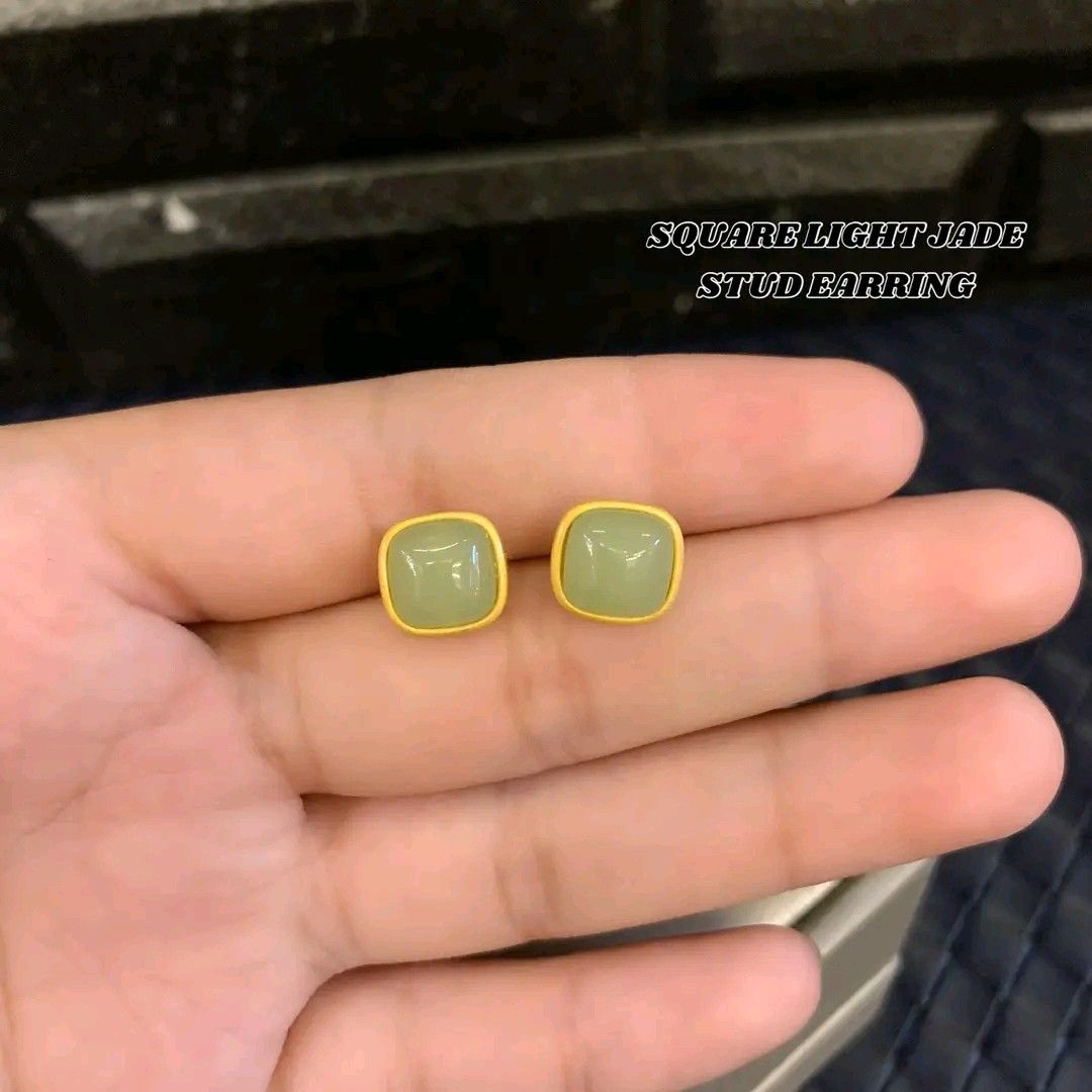 Square light jade stud earrings (Category: Earrings) located in Manila. Submitted by delynonlineshopping_ (Listing ID 1251296724, Image 1). Description: 💥 NEW ARRIVAL POST 💞 SQUARE LIGHT JADE STUD CHARM EARRING 💞 ✅ JADE - jade:stone of heaven that symbolize purity and serenity. peace , eternity, kindness ,elegance. It is believed that having jade item brings great fortune, health, wealth, love romance, and protect from any accident. ❇️ JADE - 