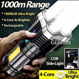 Super Bright Tactical Flashlight USB Rechargeable Camping Flashlight Outdoor Waterproof