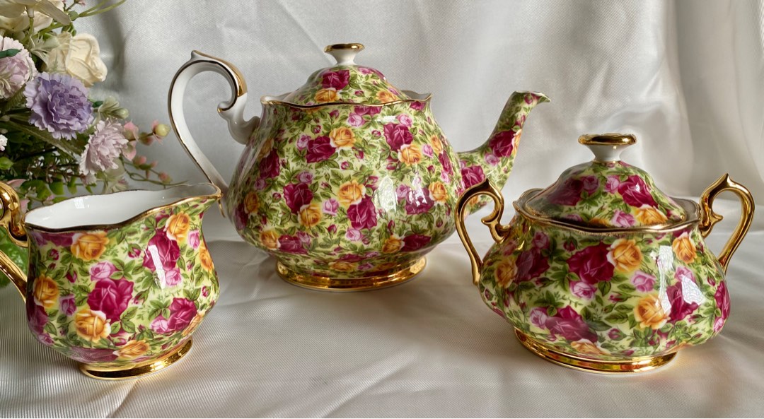 Teapot set OCR CHINTZ on Carousell
