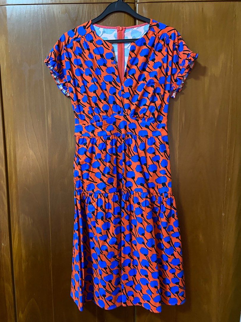 Red Blue Floral CNY Midi Dress Women s Fashion Dresses Sets