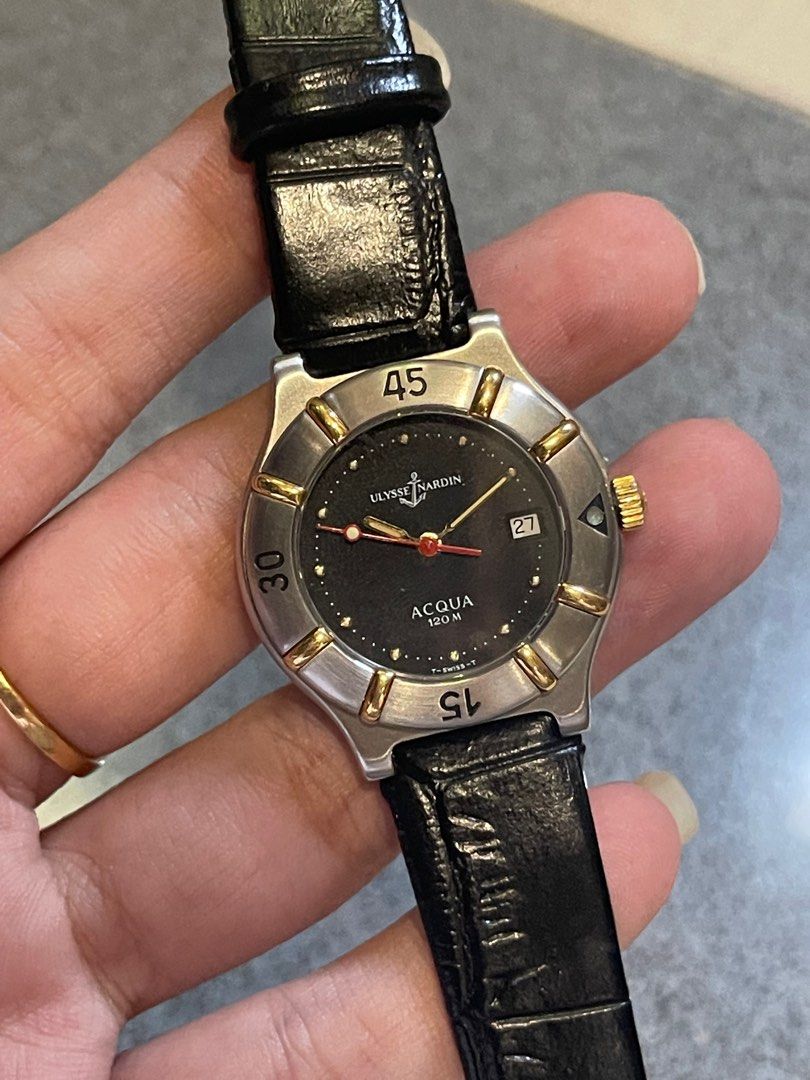 Ulysse Nardin Authentic cheapest Acqua black dial quartz watch 26mm vintage