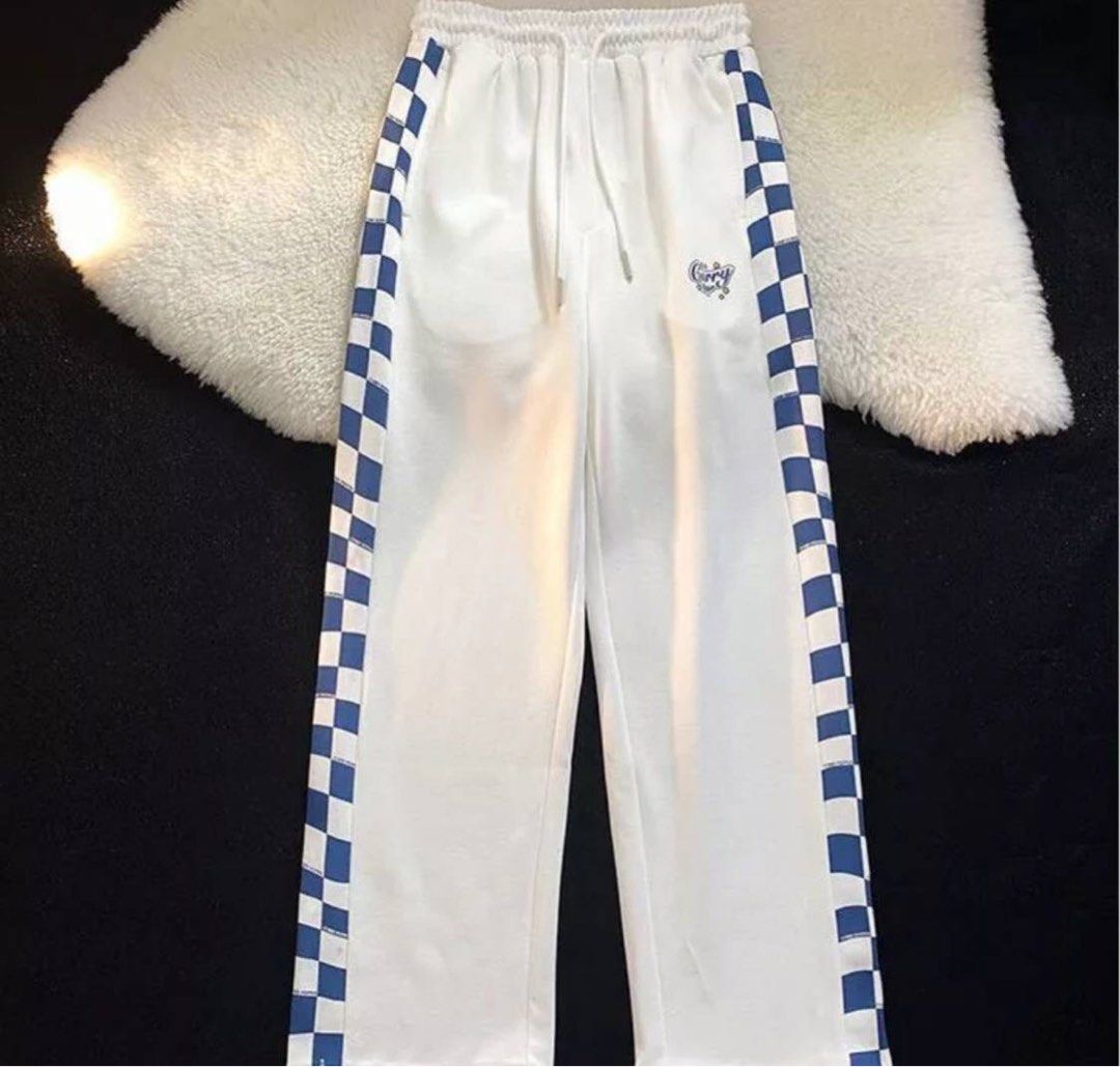 Checkered track cheap pants womens