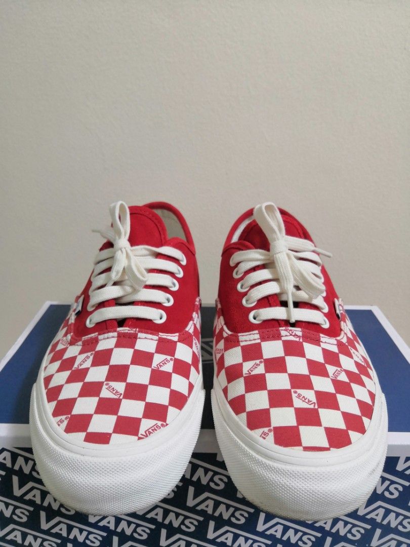 Vans OG Authentic Lx Racing Red Checkerboard Toe US 11 Men s
