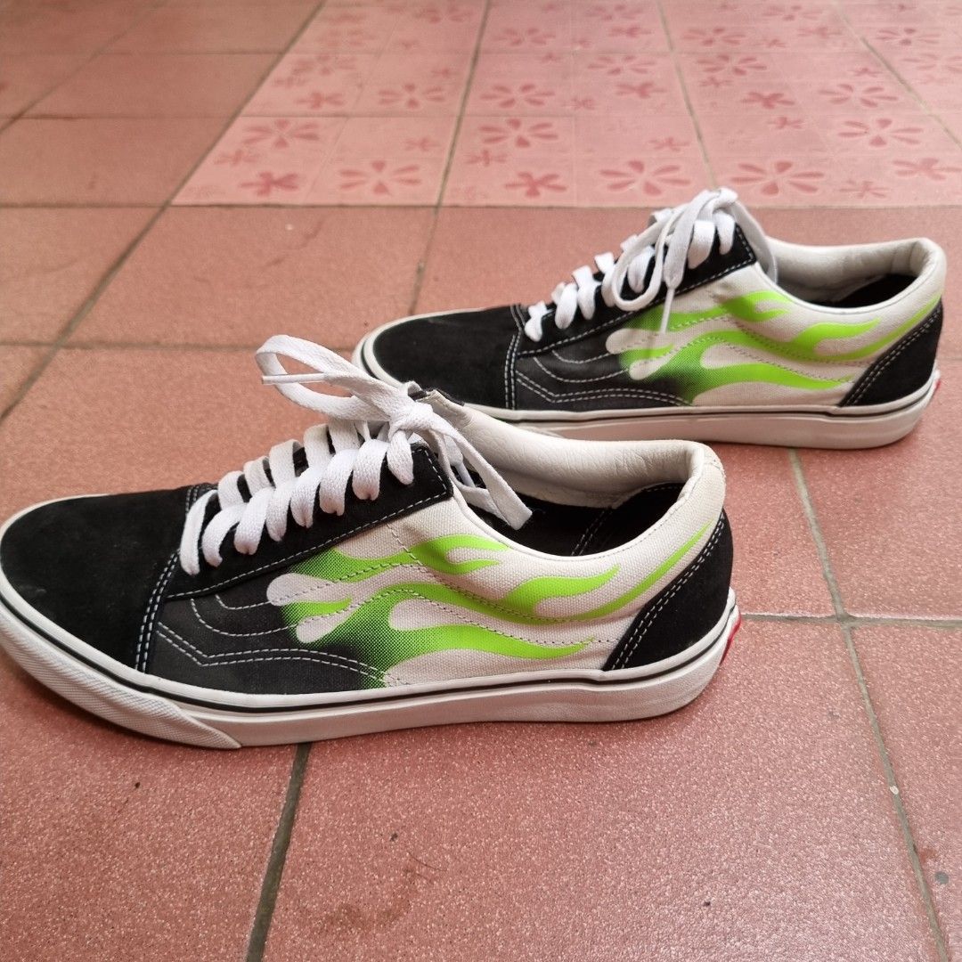 Vans green flame hot sale