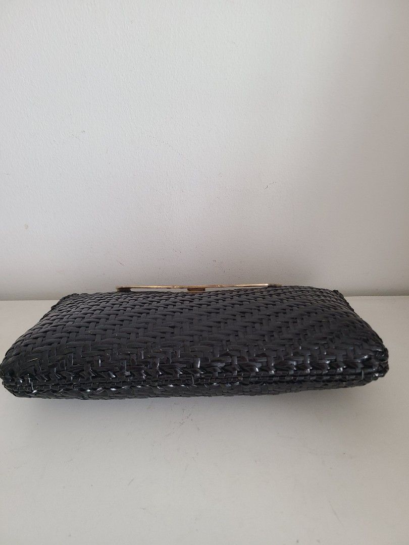 Vintage Italian Black Wicker Clutch Bag Women s Fashion Bags