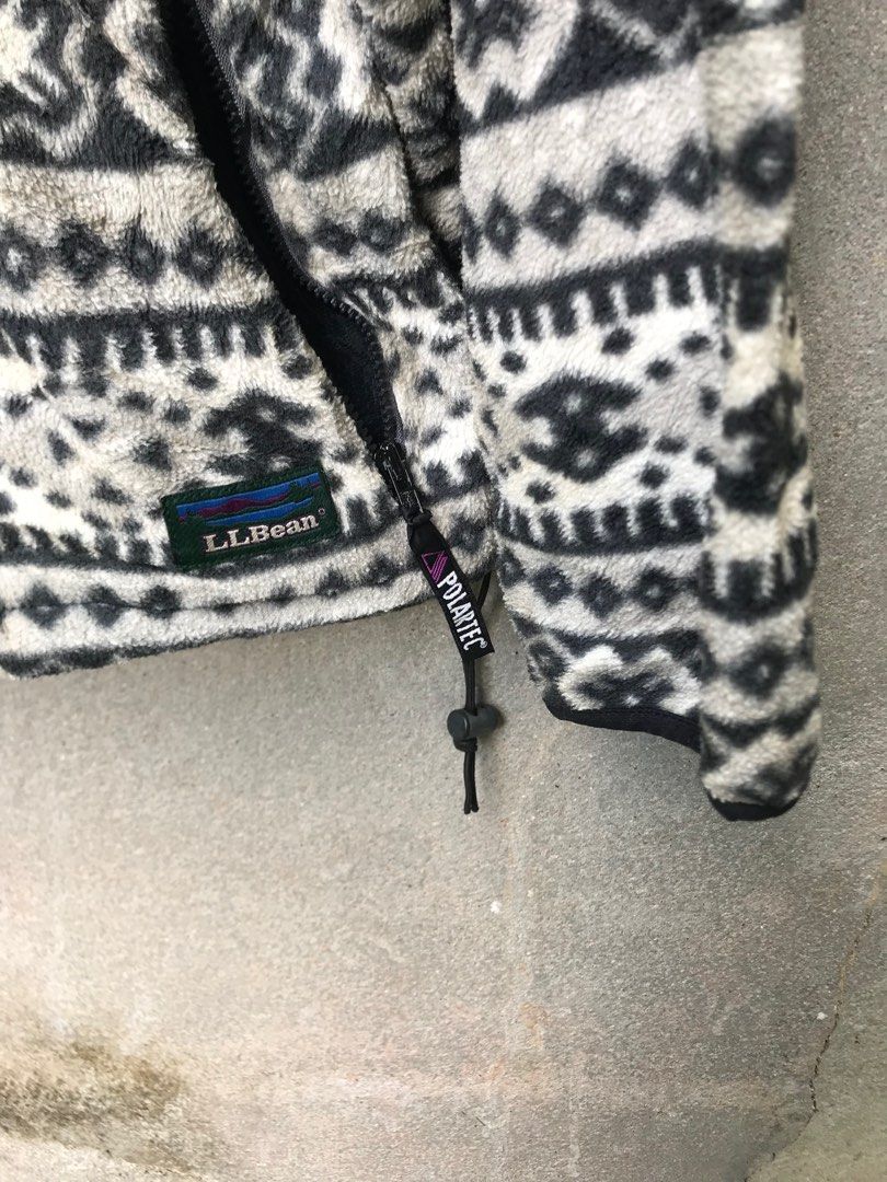 vintage ll bean polartec fullprint half zipper fleece jacket